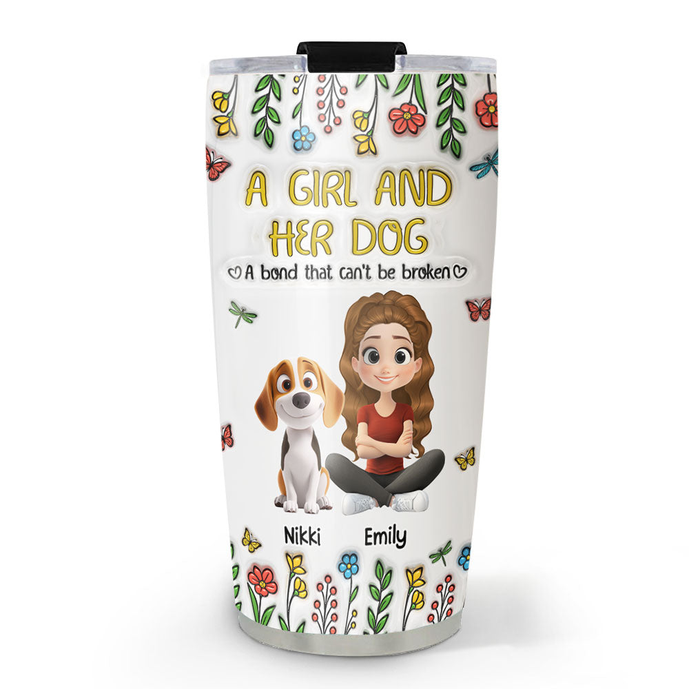 Custom Christmas Birthday Gifts For Dog Lovers • A Girl And Her Dog Baby - Personalized 3D Inflated Effect Tumbler