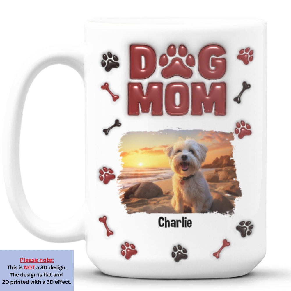 Custom Photo Christmas Birthday Gifts For Dog Mom, Dog Lovers • Lovely Dog Mama Photo - Personalized 3D Inflated Effect Mug