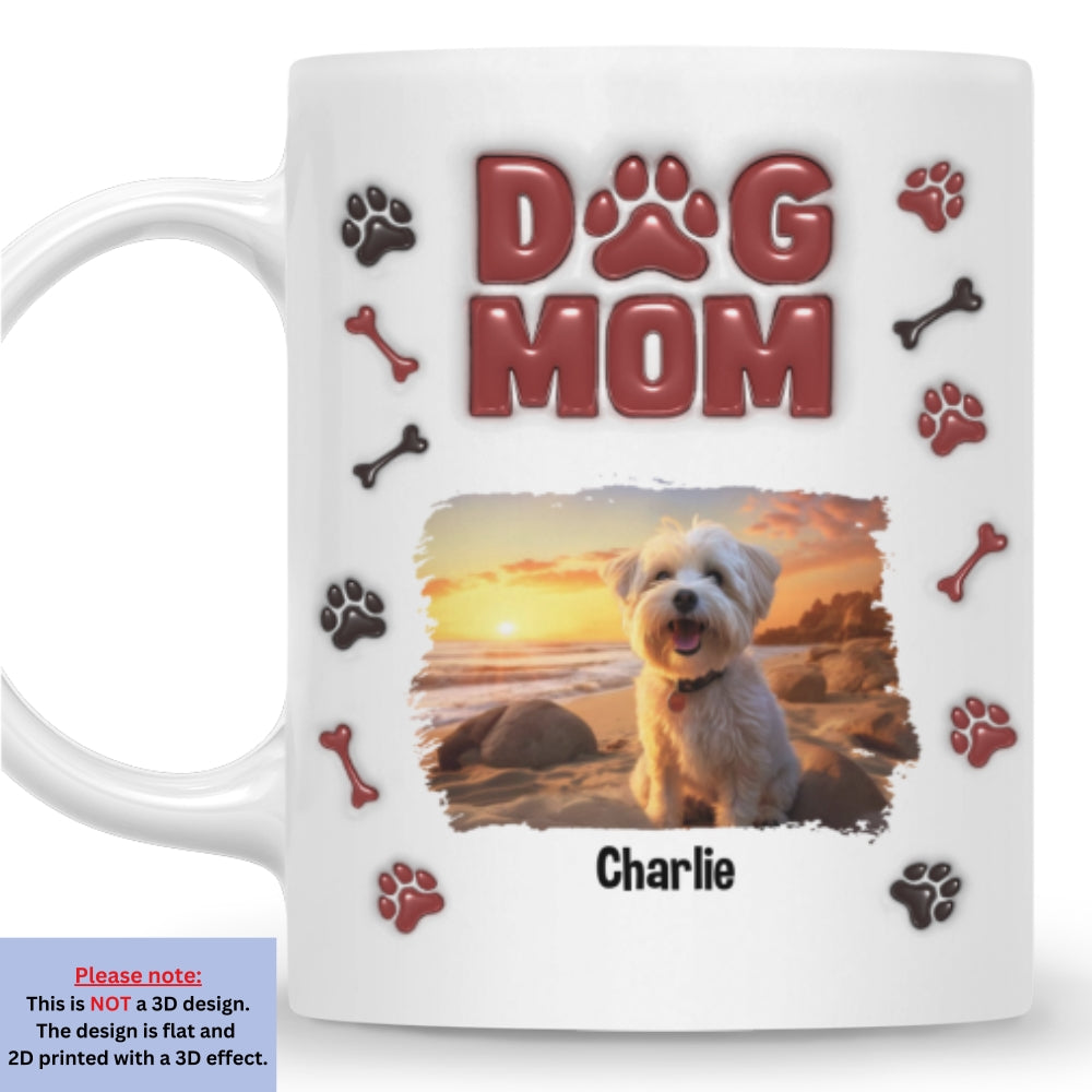 Custom Photo Christmas Birthday Gifts For Dog Mom, Dog Lovers • Lovely Dog Mama Photo - Personalized 3D Inflated Effect Mug