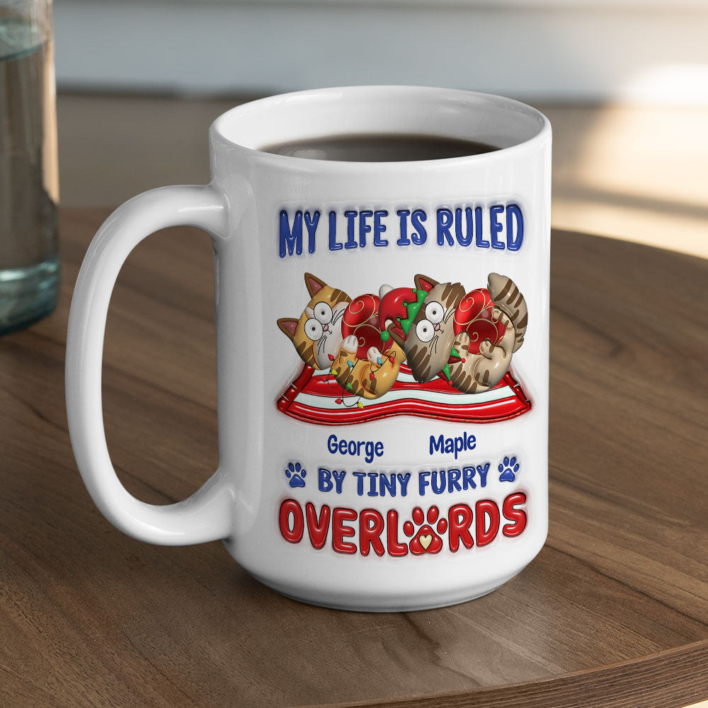 Custom Christmas Birthday Gifts For Cat Lovers • Cute Furry Overlords - Personalized 3D Inflated Effect Mug