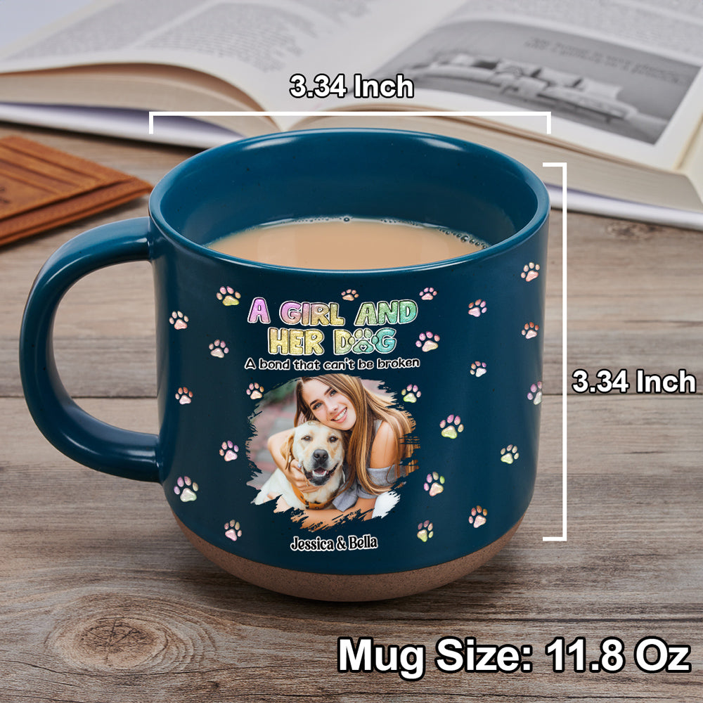 Custom Photo Christmas Birthday Gifts For Dog Mom, Dog Lovers • A Girl And Her Dog Photo - Personalized Pottery Mug