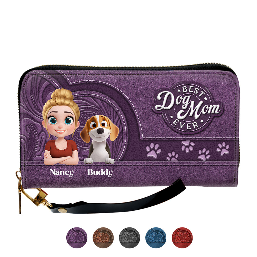 Best Dog Mom Mum In The World - Personalized Leather Wallet