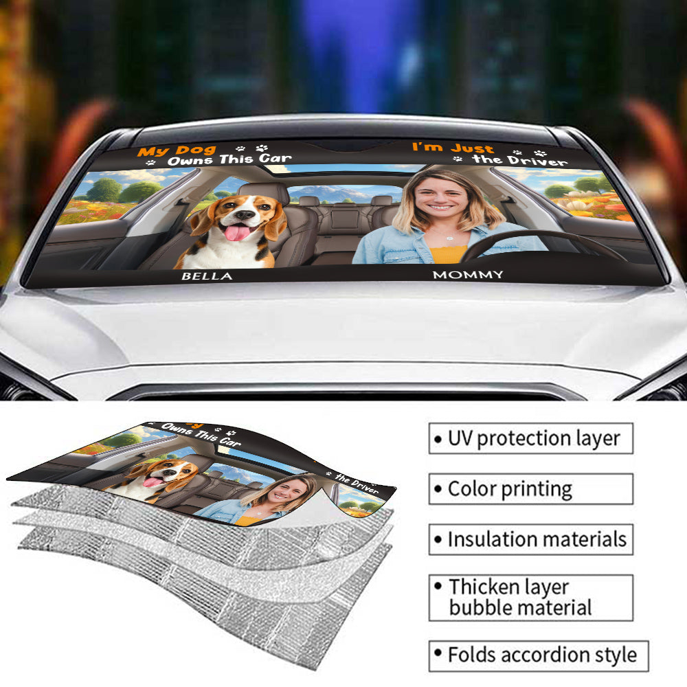 Custom Christmas Birthday Gifts Car Accessories for Dog Parents • My Dog Owns This Car Photo - Personalized Car Sunshade