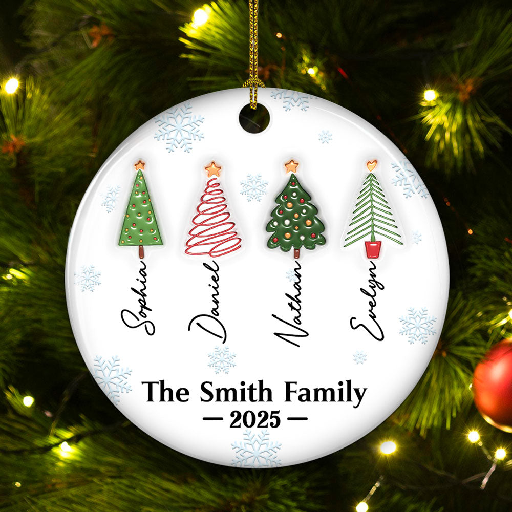Friends Forever Tree Names - Personalized 3D Inflated Effect Ceramic Ornament