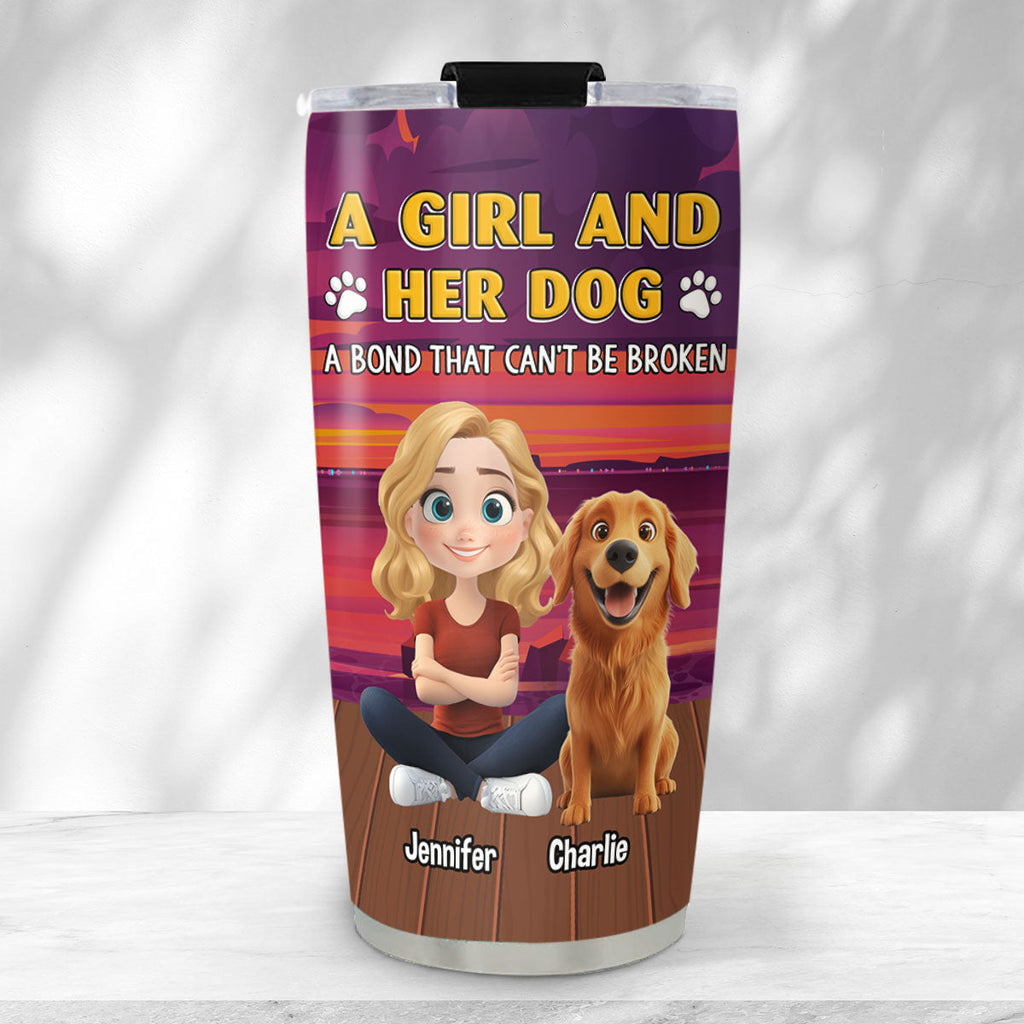 Custom Mother's day Birthday Gifts For Dog Mom, Dog Lovers • Ocean Glow With Pet - Personalized Tumbler