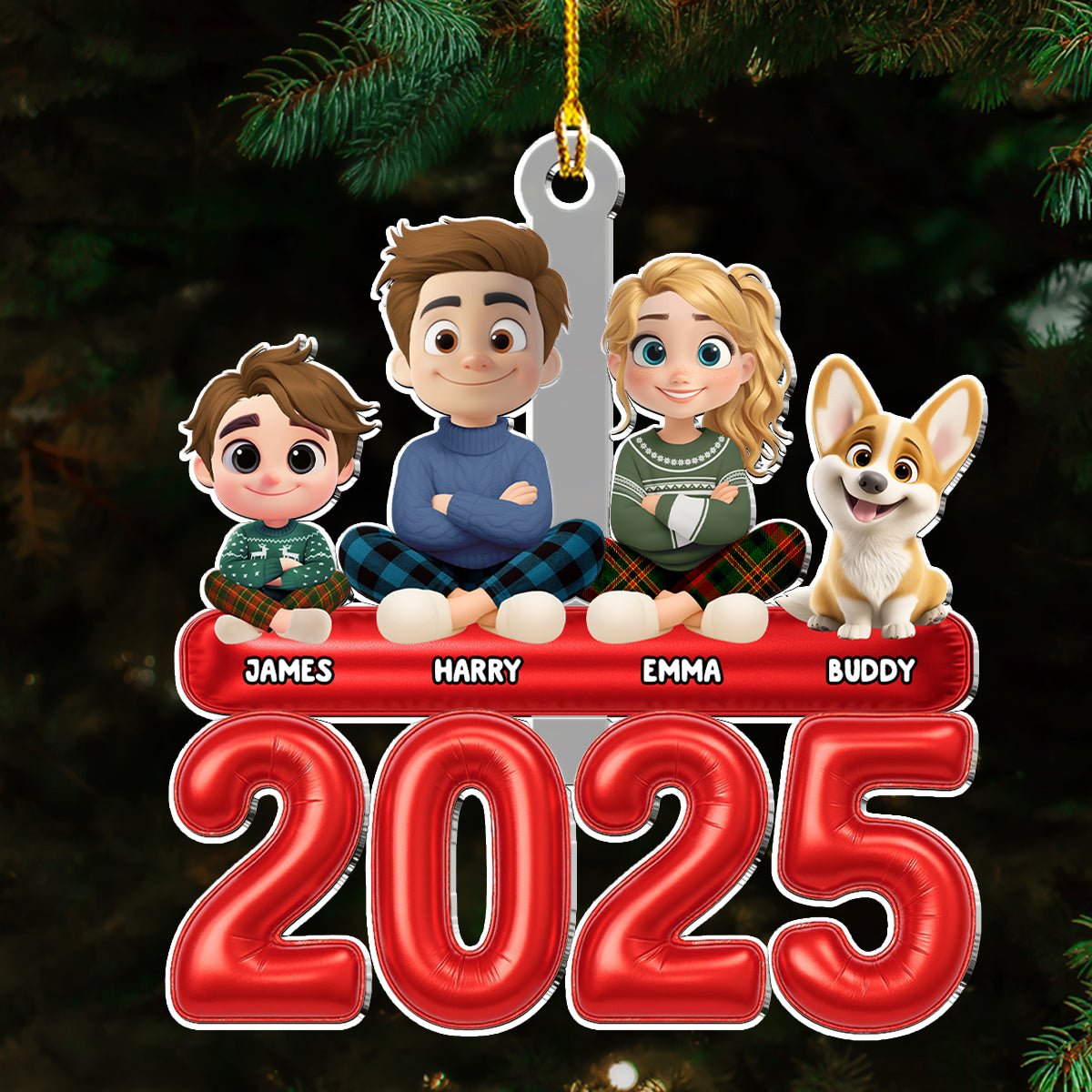Custom Christmas Decor Home Birthday Gifts For Dog Lovers • Santa Favorite Family - Personalized Acrylic Ornament