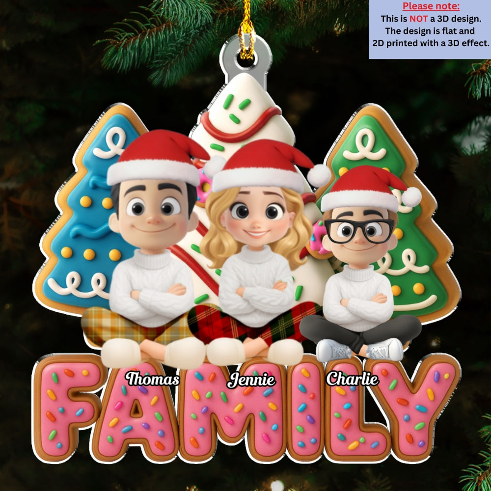 Custom Christmas Decor Home Birthday Gifts For Pet Lovers • Sweet Family With Cat - Personalized Acrylic Ornament