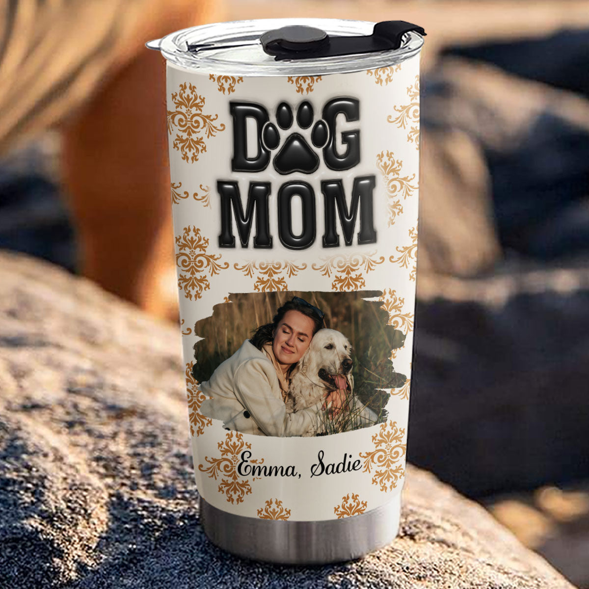 Custom Photo Christmas Birthday Gifts For Dog Mom, Dog Lovers • Pumskin Dog Mom Photo - Personalized 3D Inflated Effect Tumbler