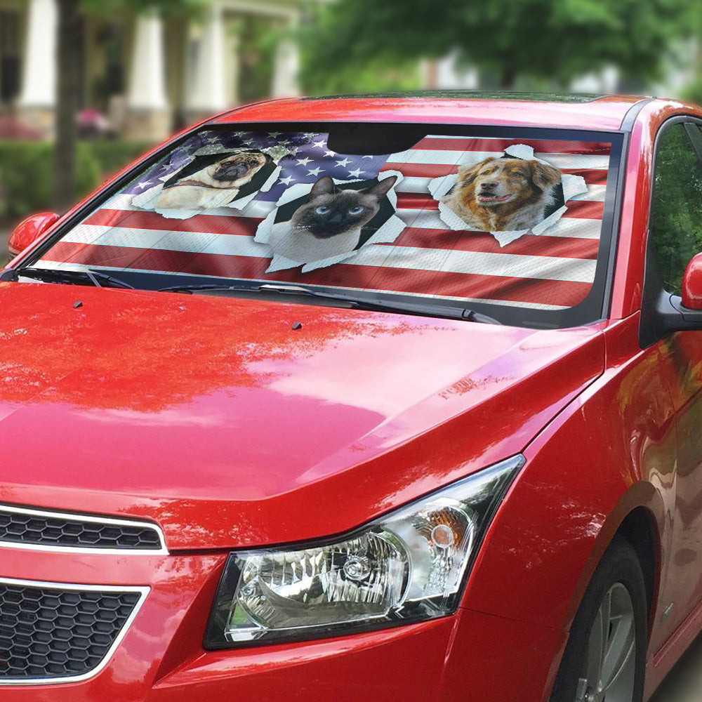 God Bless Our America Photo - Personalized Car Sunshade