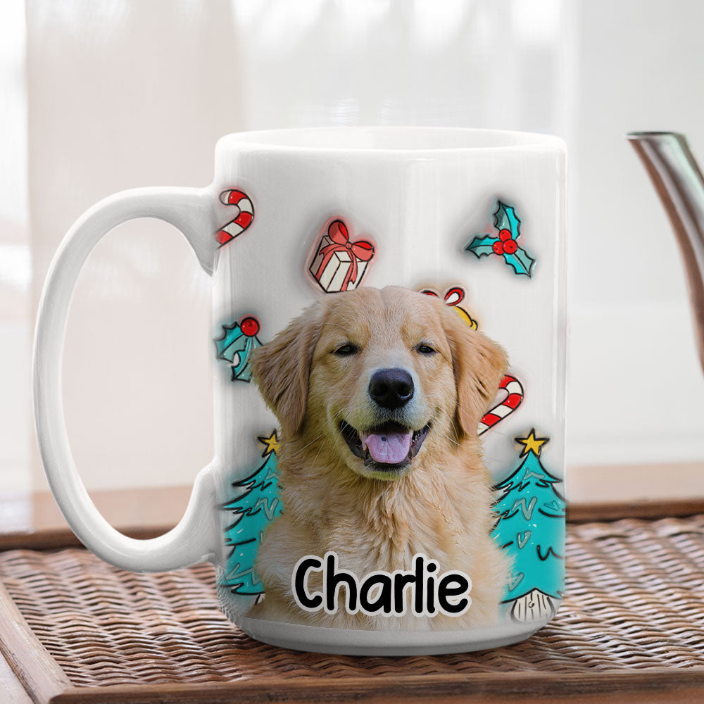 Custom Photo Christmas Birthday Gifts For Pet Mom, Pet Lovers • Santa Is Coming Photo - Personalized 3D Inflated Effect Mug
