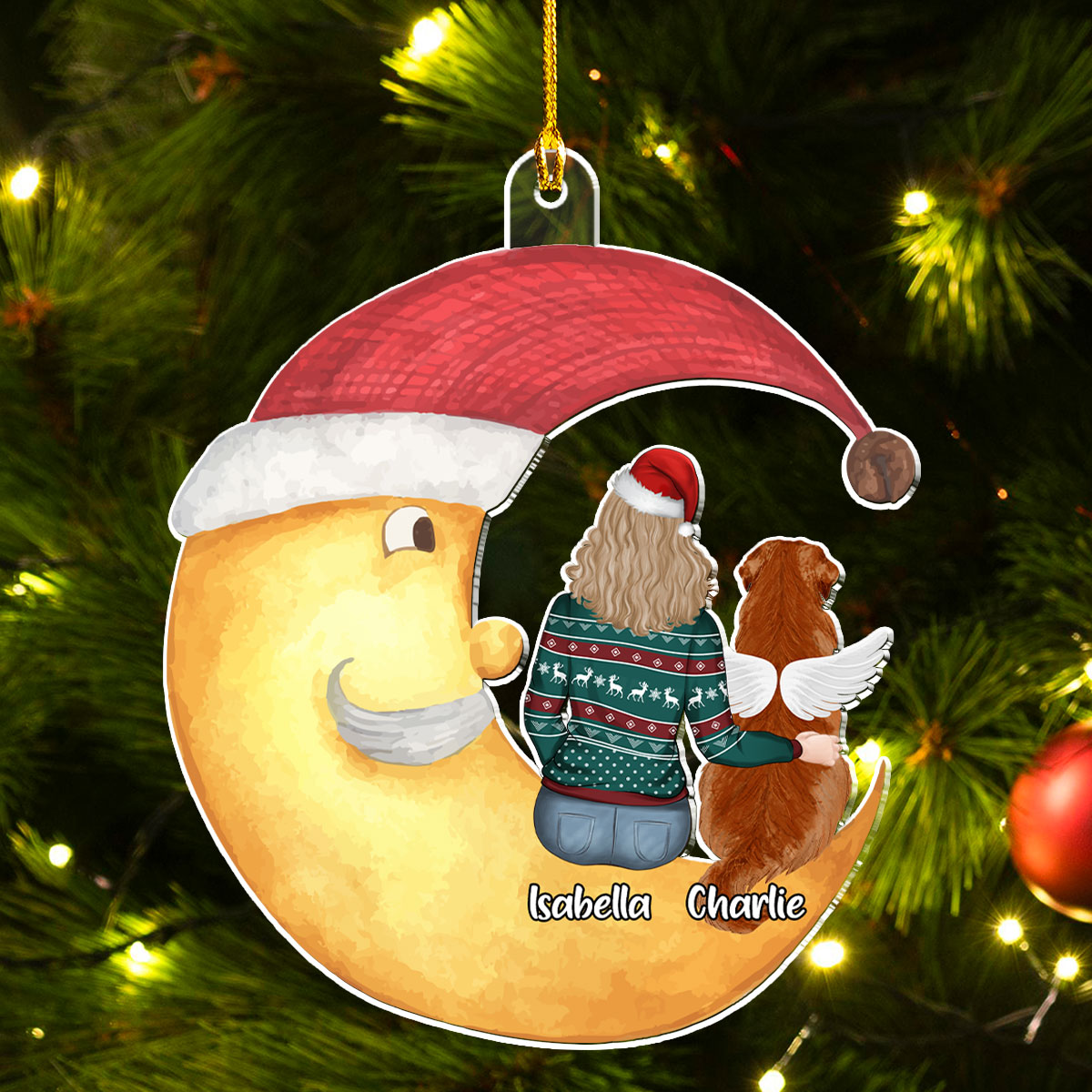 Custom Christmas Decor Home Birthday Gifts For Dog Mom, Dog Lovers • We Sitting On The Moon - Personalized Acrylic Ornament