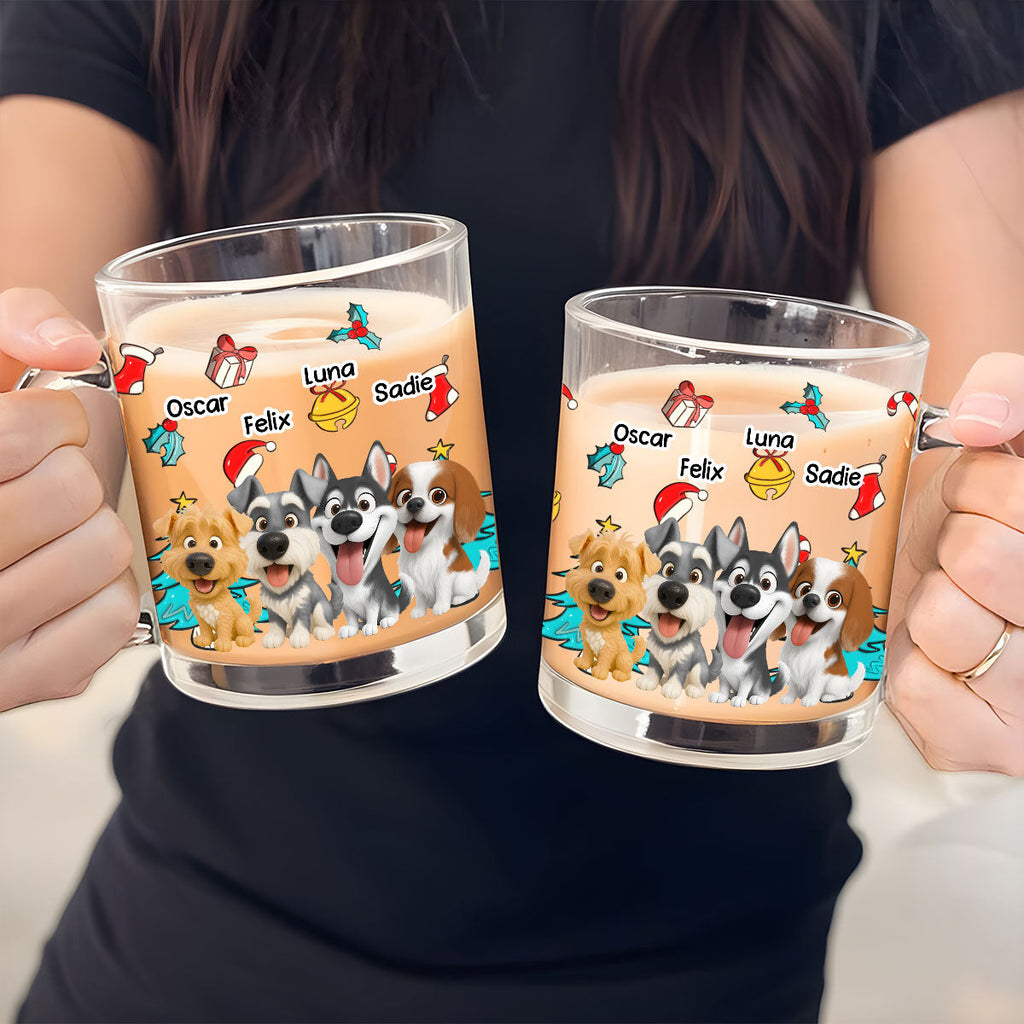 Custom Christmas Birthday Gifts For Dog Lovers • Santa Is Coming - Personalized 3D Inflated Effect Glass Mug