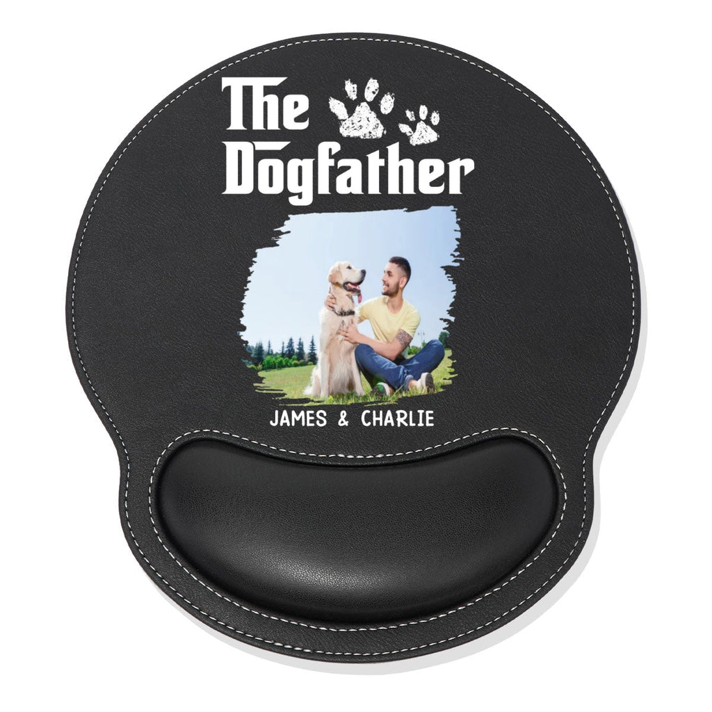 The Dogfather Photo - Personalized Leather Mouse Pad