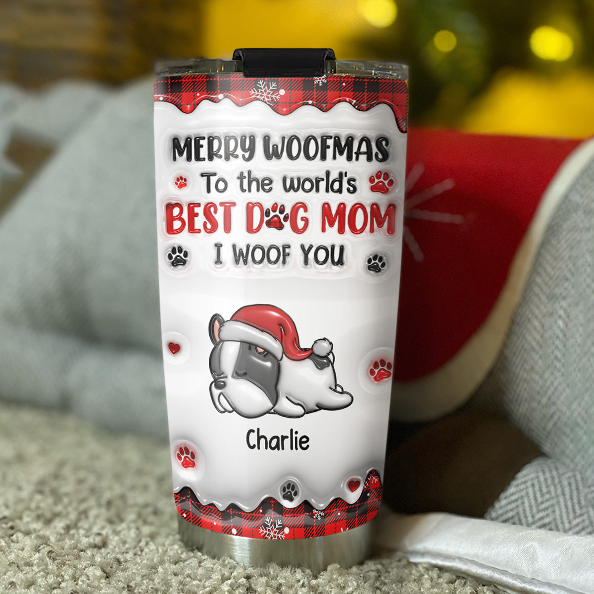 Custom Mother's day Birthday Gifts For Pet Mom, Pet Lovers • My Best Dog Mom In The World - Personalized 3D Inflated Effect Tumbler