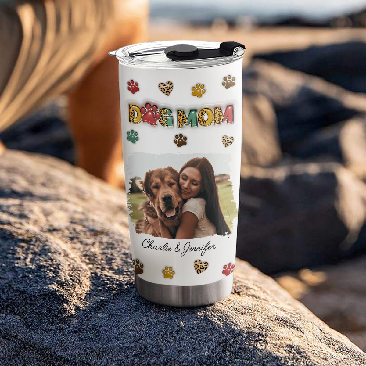 Custom Photo Christmas Birthday Gifts For Dog Mom, Dog Lovers • Dog Mom Photo - Personalized 3D Inflated Effect Tumbler