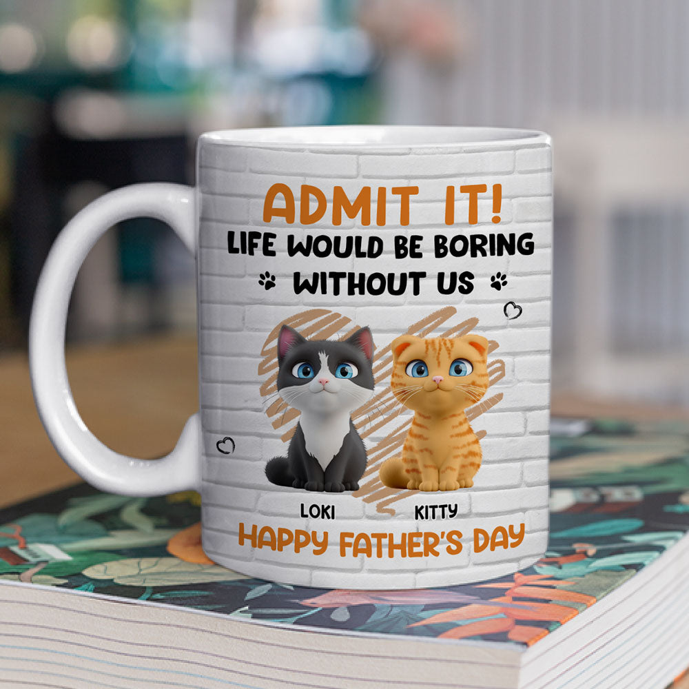 Custom Father's day Birthday Gifts For Cat Dad, Cat Lovers • Admit It Cat Dad Orange - Personalized Coffee Mug