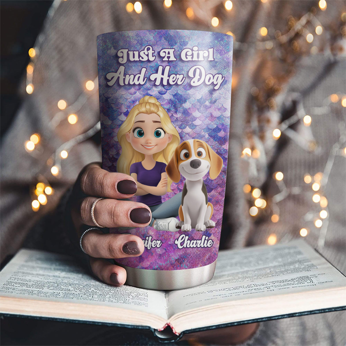 Custom Christmas Birthday Gifts For Dog Mom, Dog Lovers • Sequin Effect Dog Mom - Personalized 3D Effect Tumbler