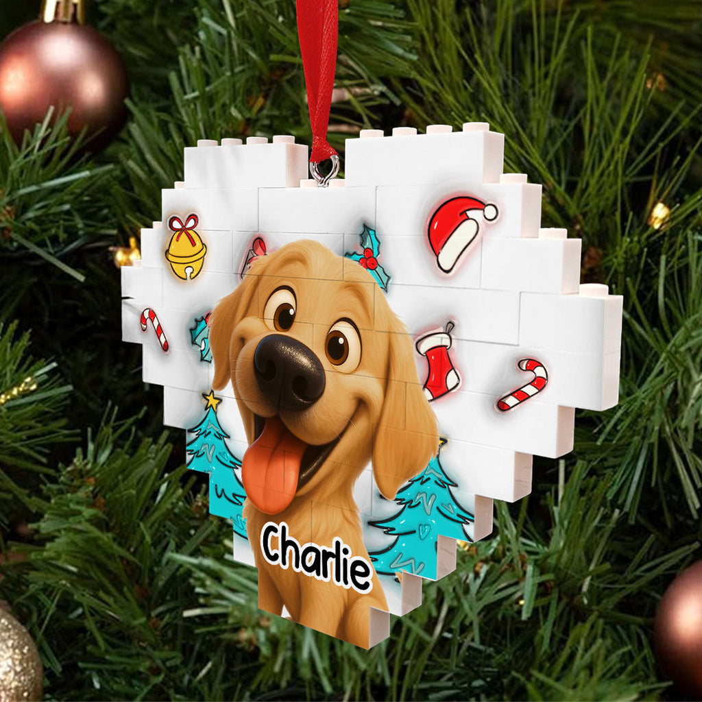 Custom Christmas Decor Home Birthday Gifts For Dog Mom, Dog Lovers • Santa Is Coming - Personalized 3D Effect Heart Puzzle Ornament