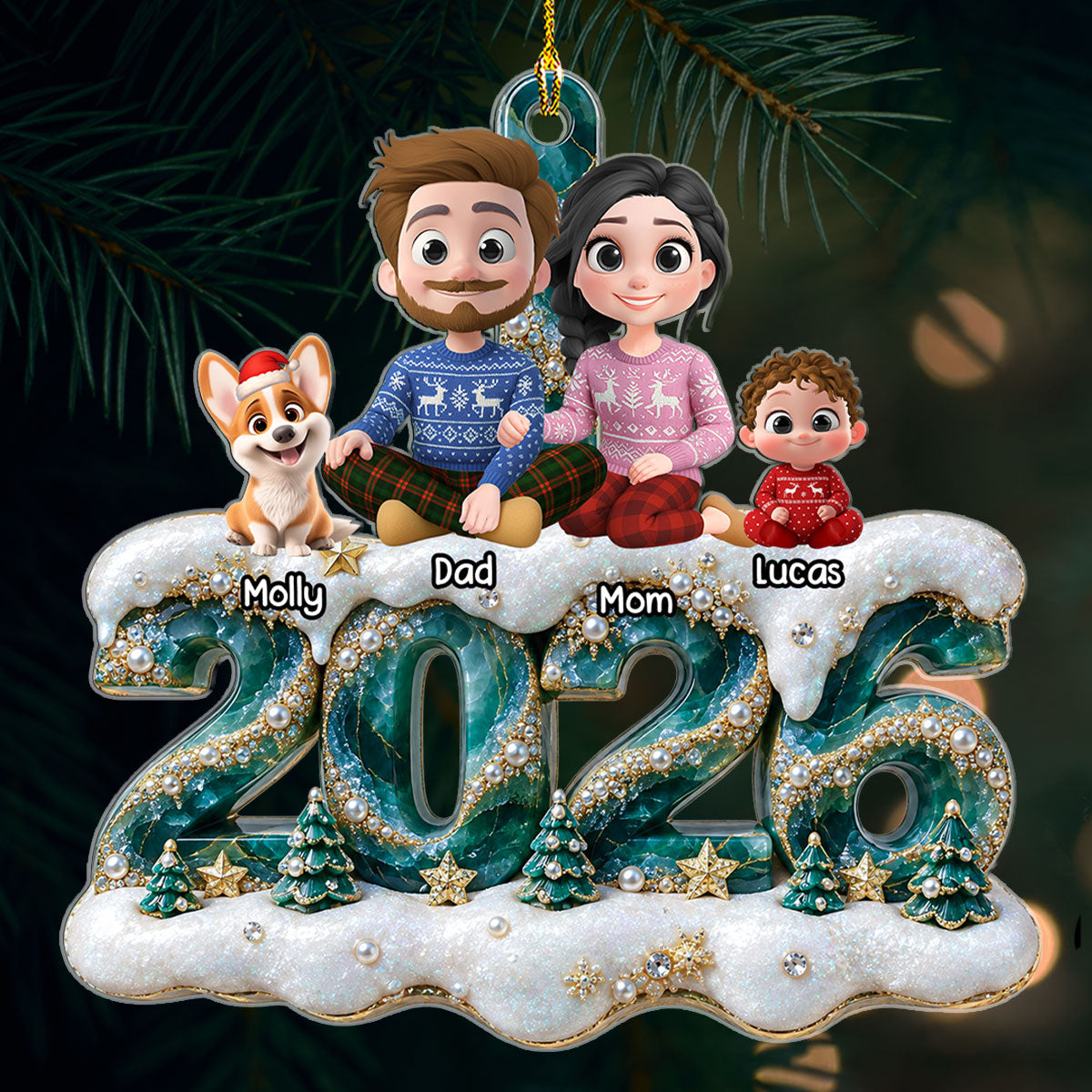 Together For Christmas - Personalized 3D Effect Acrylic Ornament