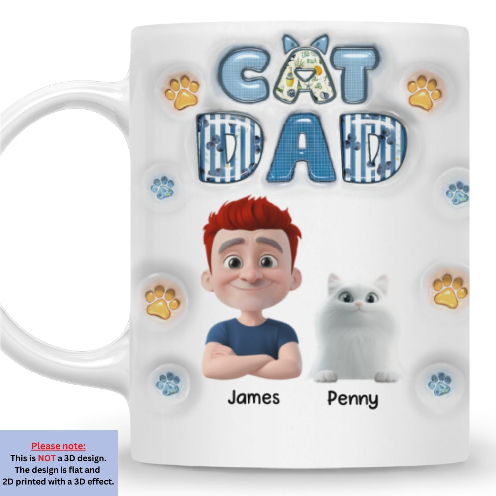 Custom Christmas Birthday Gifts For Cat Dad, Cat Lovers • My Cat Baby On Top Of All - Personalized 3D Inflated Effect Mug