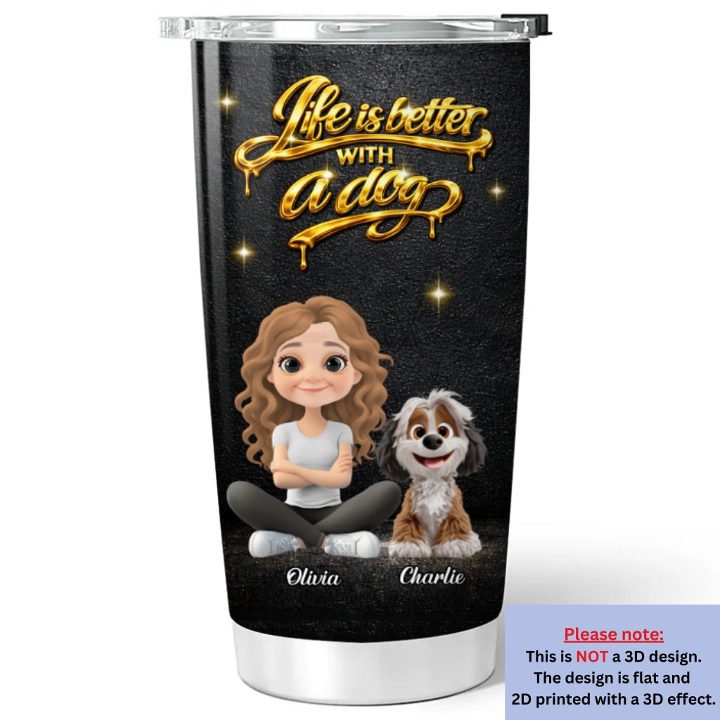 Custom Christmas Birthday Gifts For Dog Mom, Dog Lovers • Golden Dog Mom - Personalized 3D Effect Tumbler