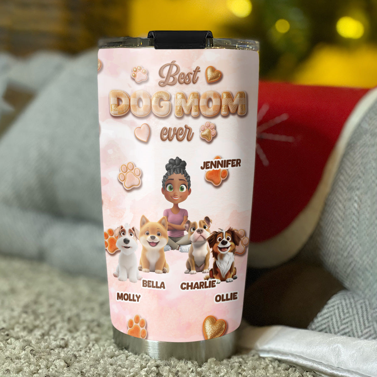 Custom Mother's day Birthday Gifts For Dog Mom, Dog Lovers • Best Stuffy Dog Mom Ever - Personalized 3D Effect Tumbler