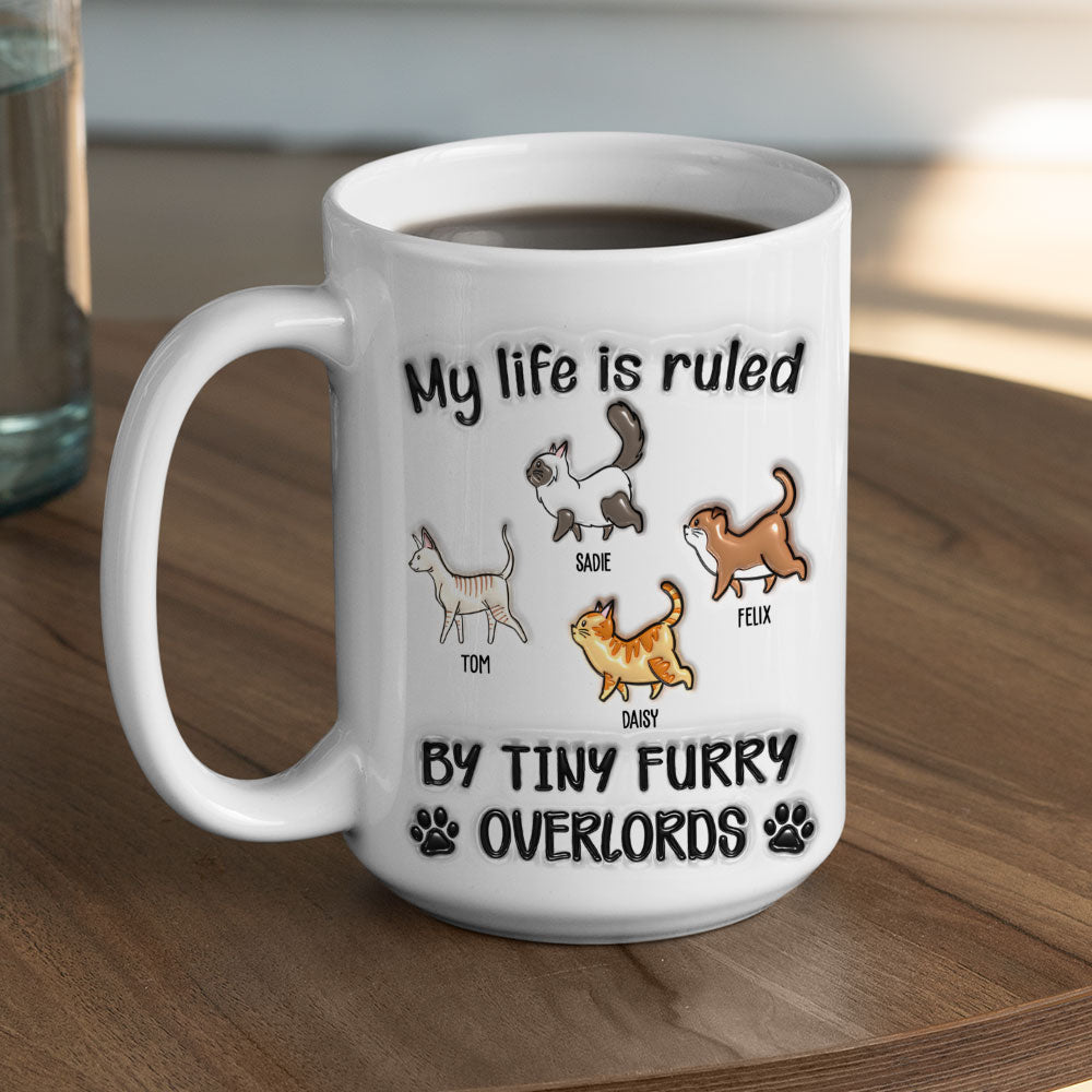 Custom Father's day Birthday Gifts For Cat Dad, Cat Lovers • Your Overlords - Personalized 3D Inflated Effect Mug