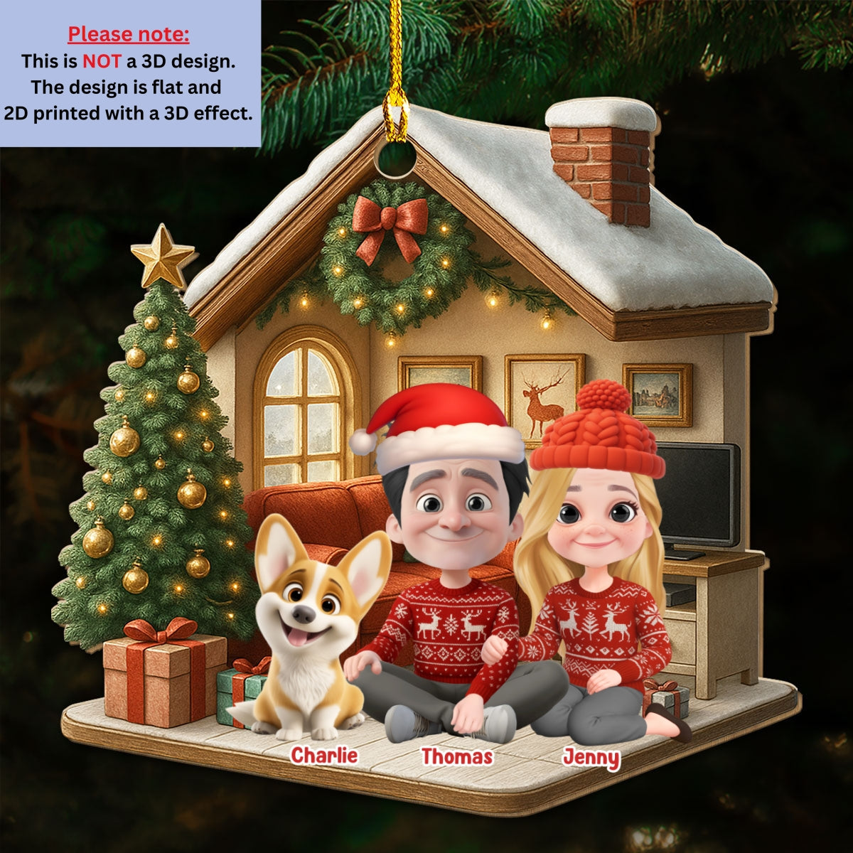 Custom Christmas Decor Home Birthday Gifts For Dog Lovers • Under One Roof - Personalized 3D Effect Acrylic Ornament