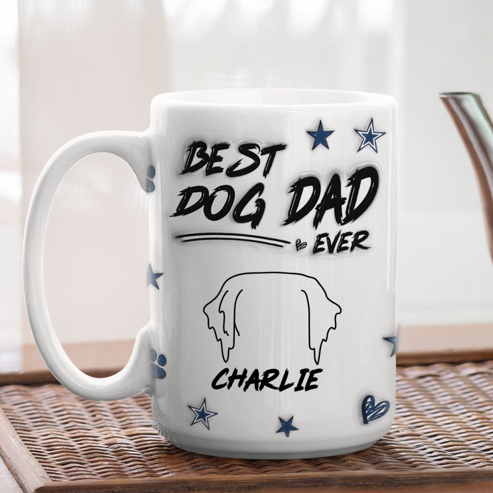Custom Christmas Birthday Gifts For Pet Dad, Pet Lovers • Best Dog Dad Line - Personalized 3D Inflated Effect Mug