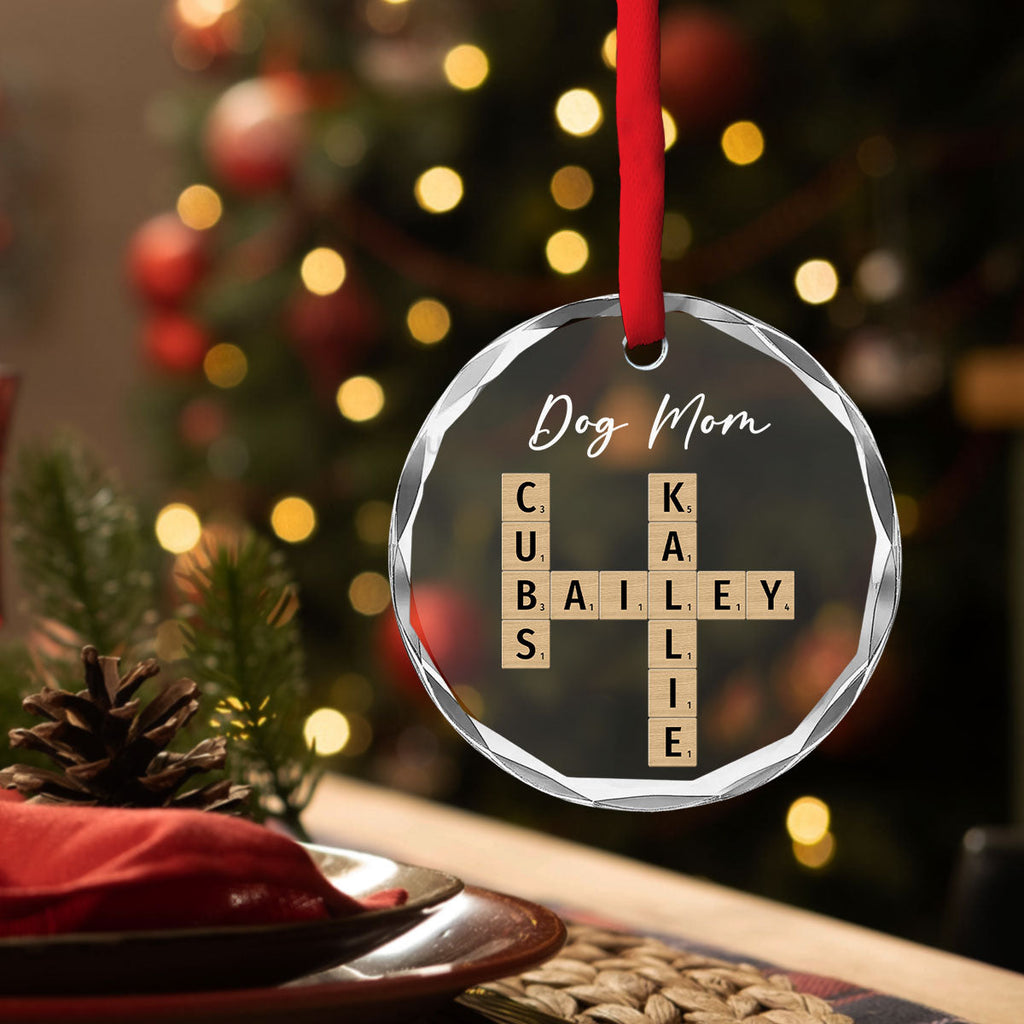 Custom Christmas Decor Home Birthday Gifts For Dog Mom, Dog Lovers • Dog Mom Vibes - Personalized Glass Ornament