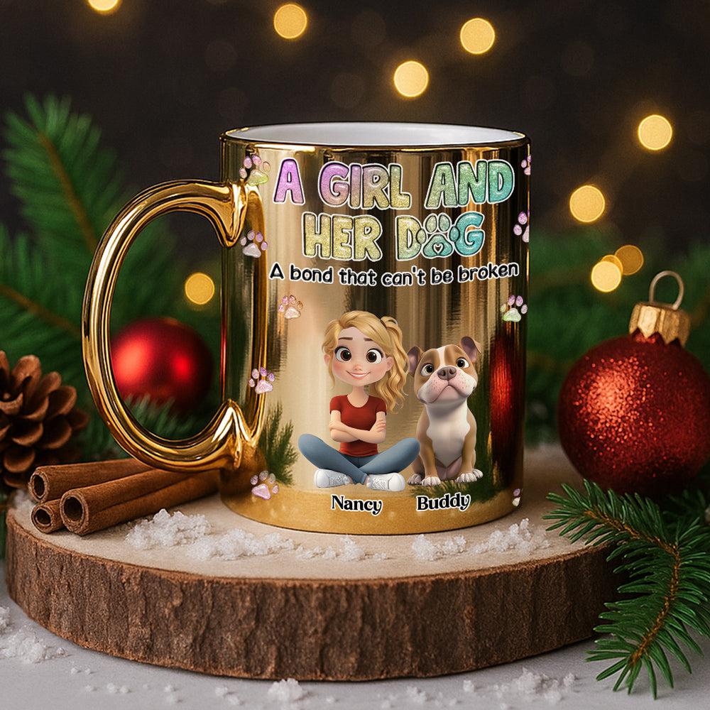 Custom Christmas Birthday Gifts For Dog Mom, Dog Lovers • A Bond That Cannot Be Broken - Personalized Metallic Mug
