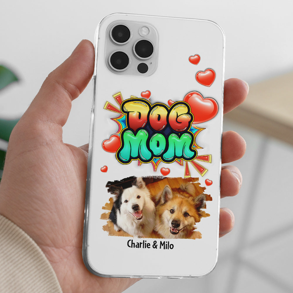 Dog Mom Gradient Photo - Personalized 3D Inflated Effect Phone Case