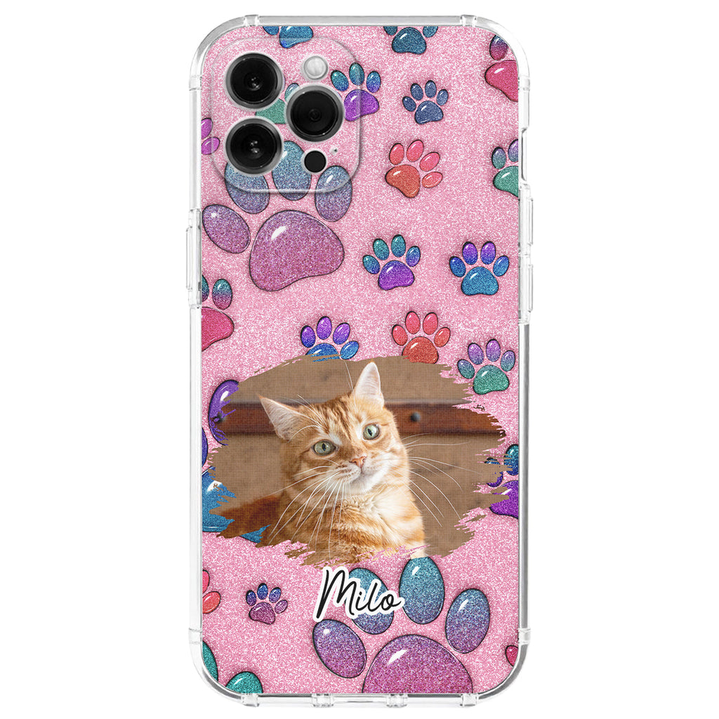 Glittery Paw Mom Cat Ver Photo - Personalized Phone Case