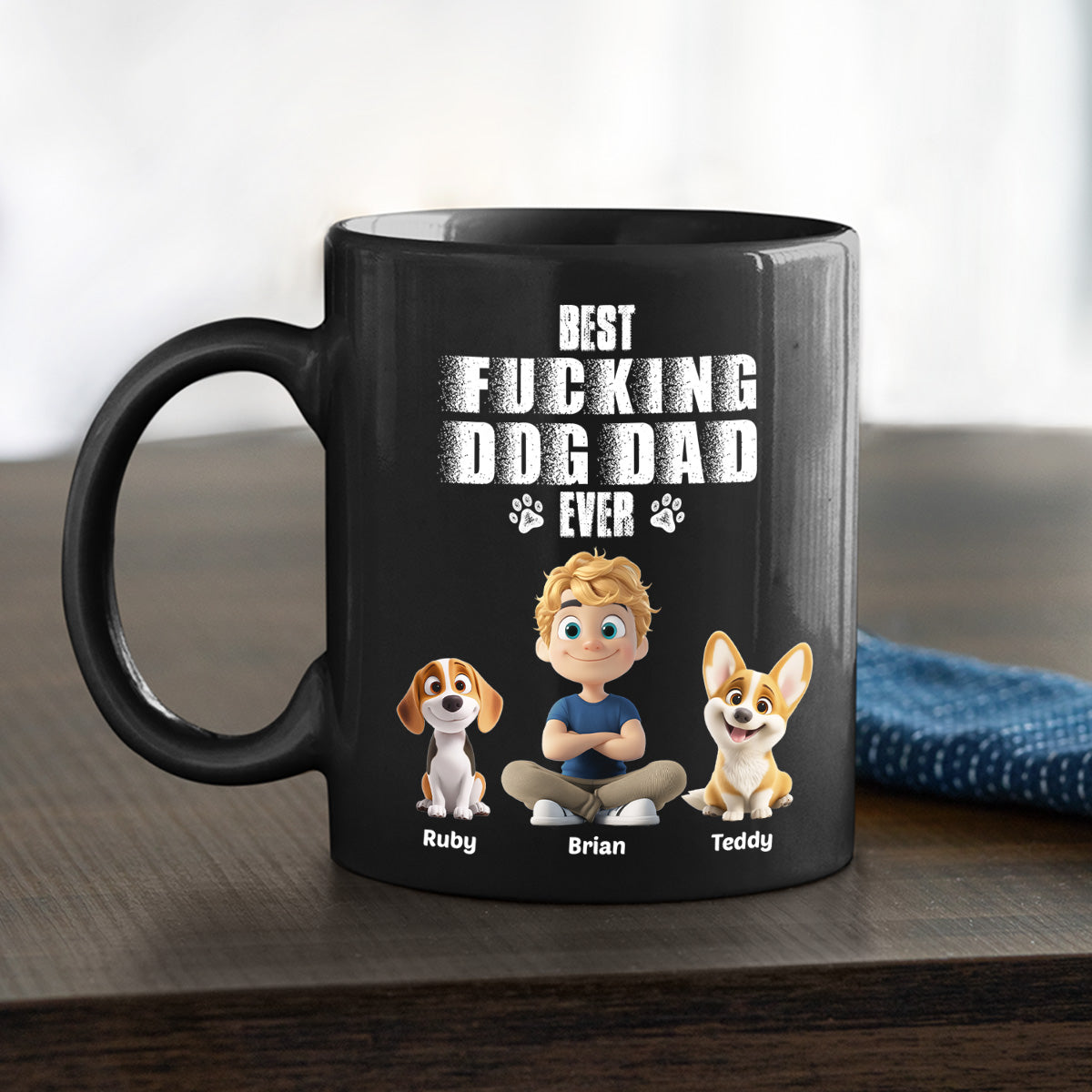 Custom Father's day Birthday Gifts For Dog Dad, Dog Lovers • Best Dad Ever Dark Ver - Personalized Coffee Mug