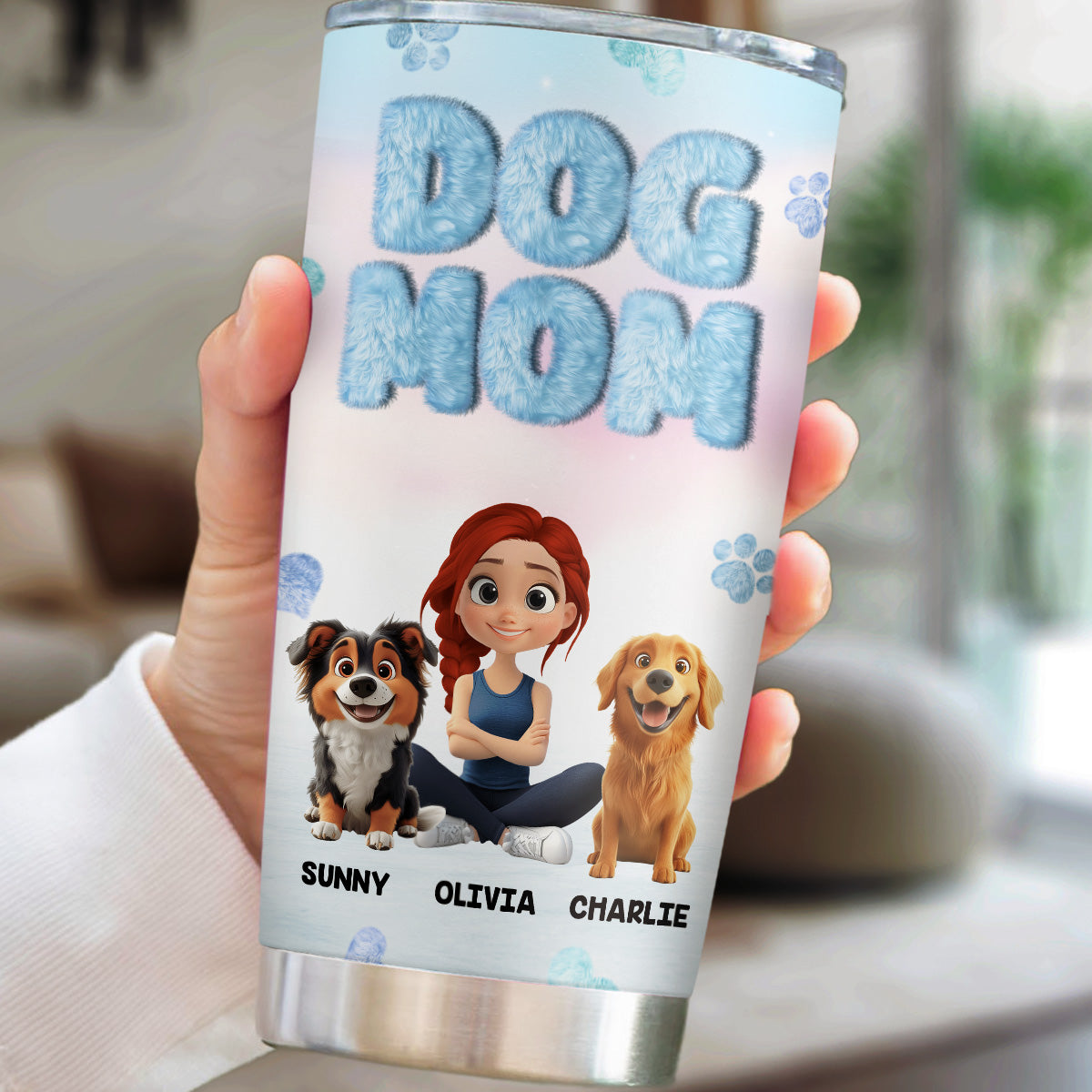 Custom Mother's day Birthday Gifts For Dog Mom, Dog Lovers • Fluffy Dog Mom - Personalized Tumbler