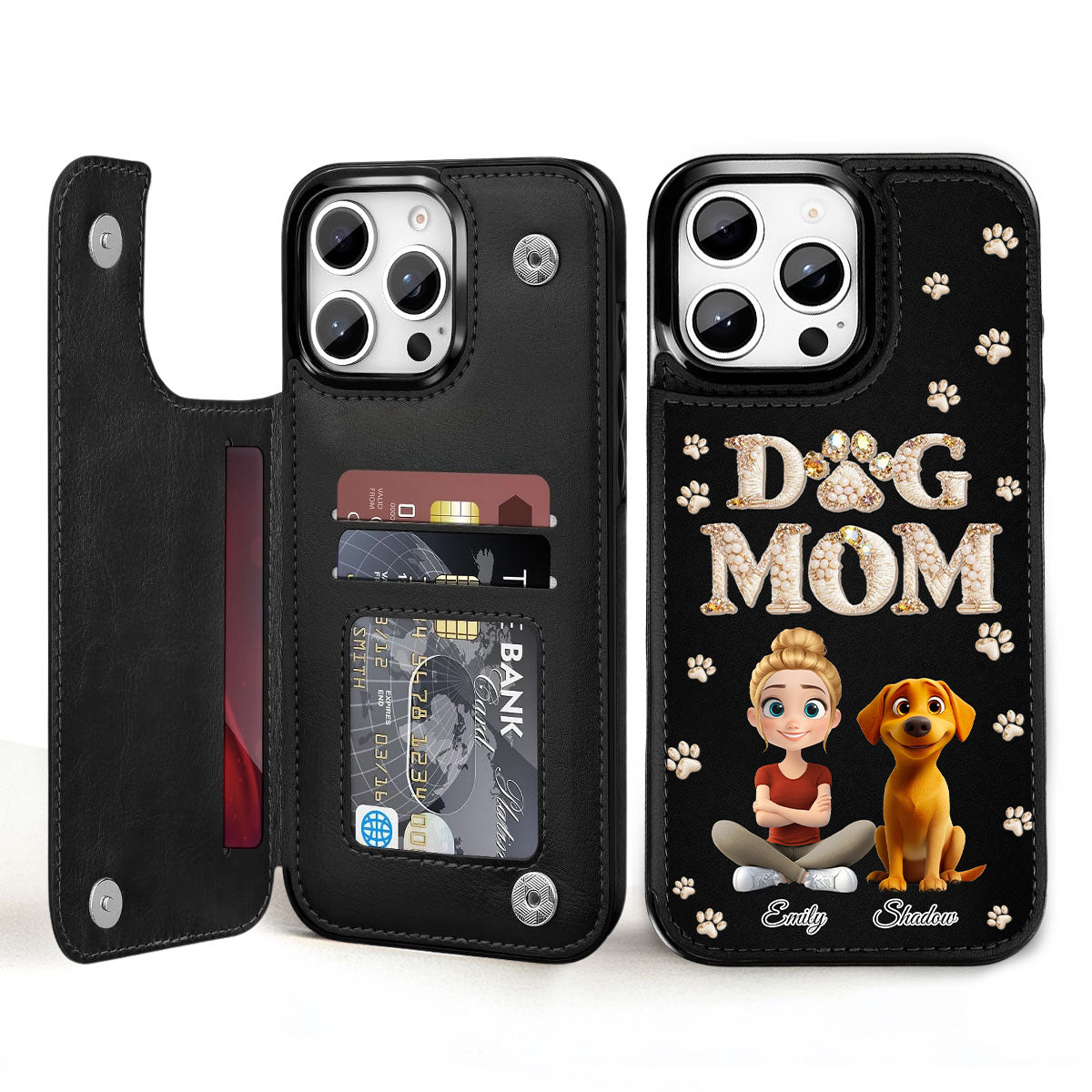 Fancy Dog Mom - Personalized Leather Phone Case