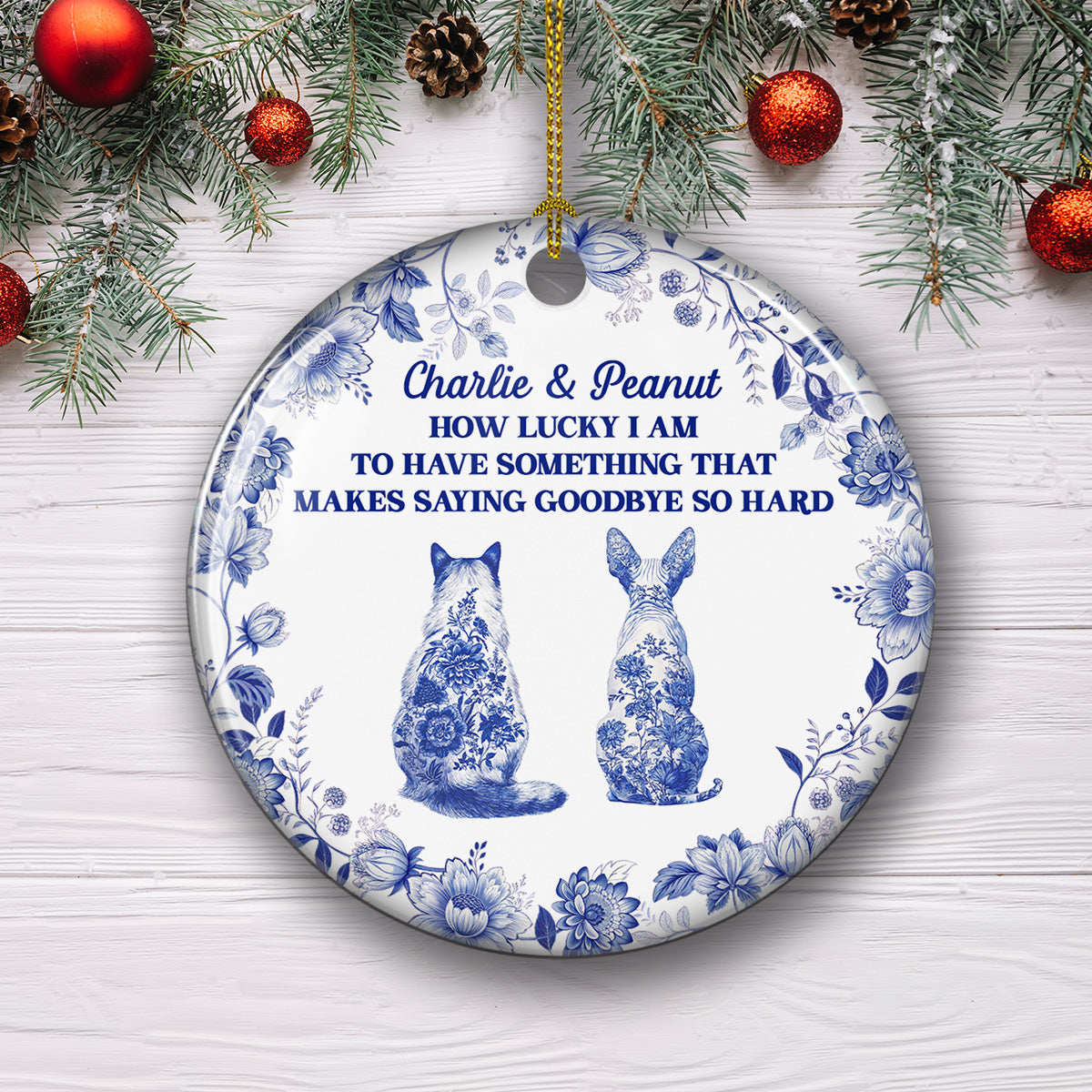 Custom Christmas Decor Home Birthday Gifts For Cat Lovers • Hard To Say - Personalized Ceramic Ornament