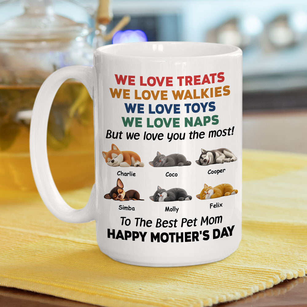 Custom Mother's Father's day Birthday Gifts For Cat Lovers • Love You The Most Pet Version 2 - Personalized Coffee Mug