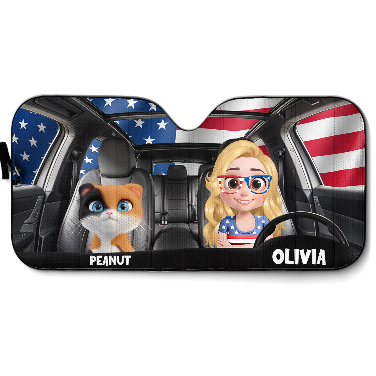 Custom Christmas Birthday Gifts Car Accessories for Cat Parents • American Cat - Personalized Car Sunshade