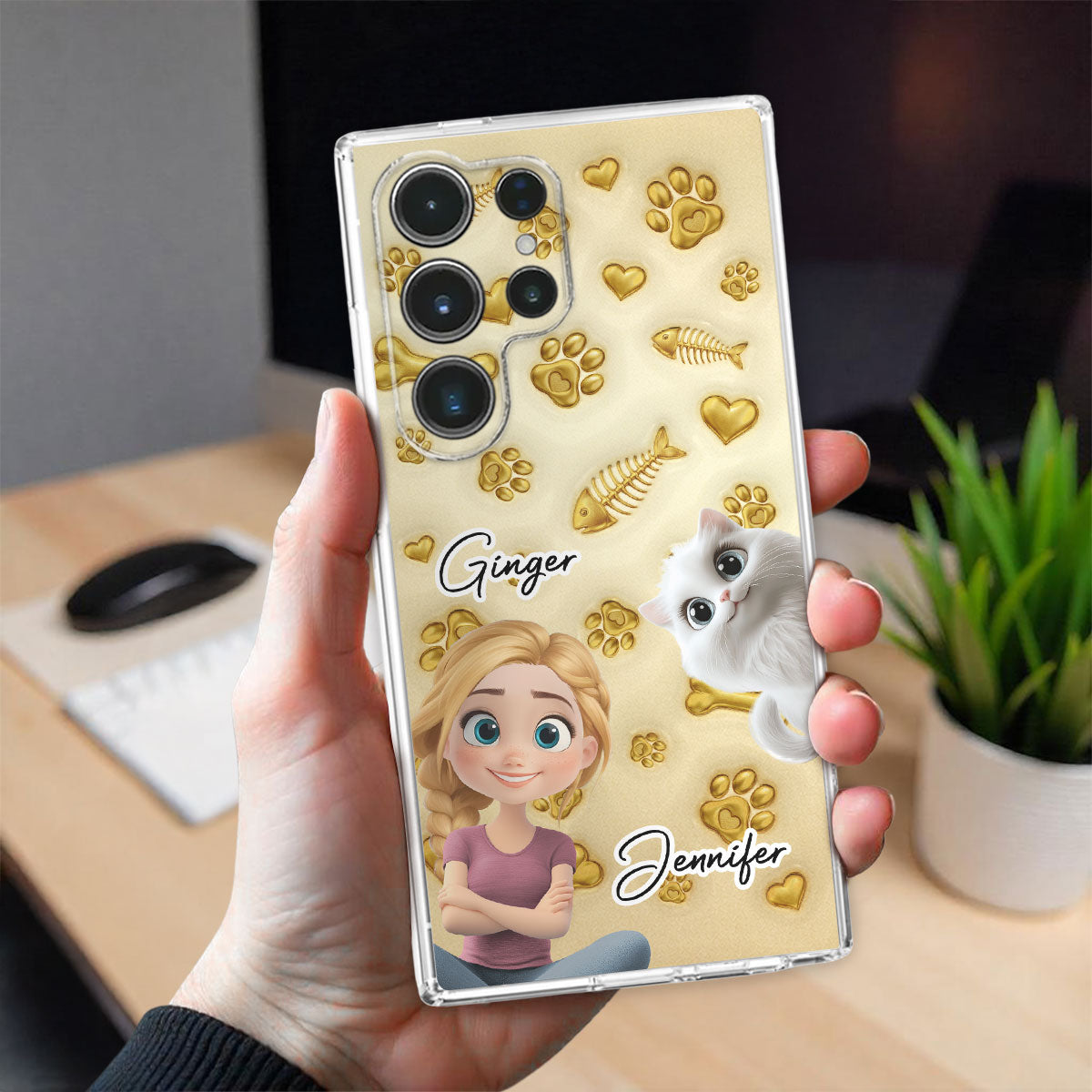 Gold Glitter Pet Mom - Personalized 3D Effect Phone Case