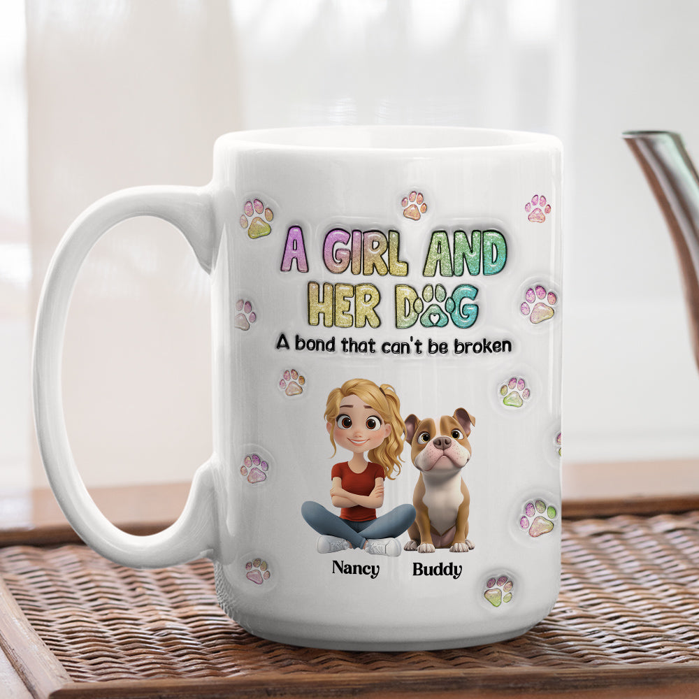 Custom Christmas Birthday Gifts For Dog Mom, Dog Lovers • A Girl And Her Dog - Personalized 3D Inflated Effect Mug