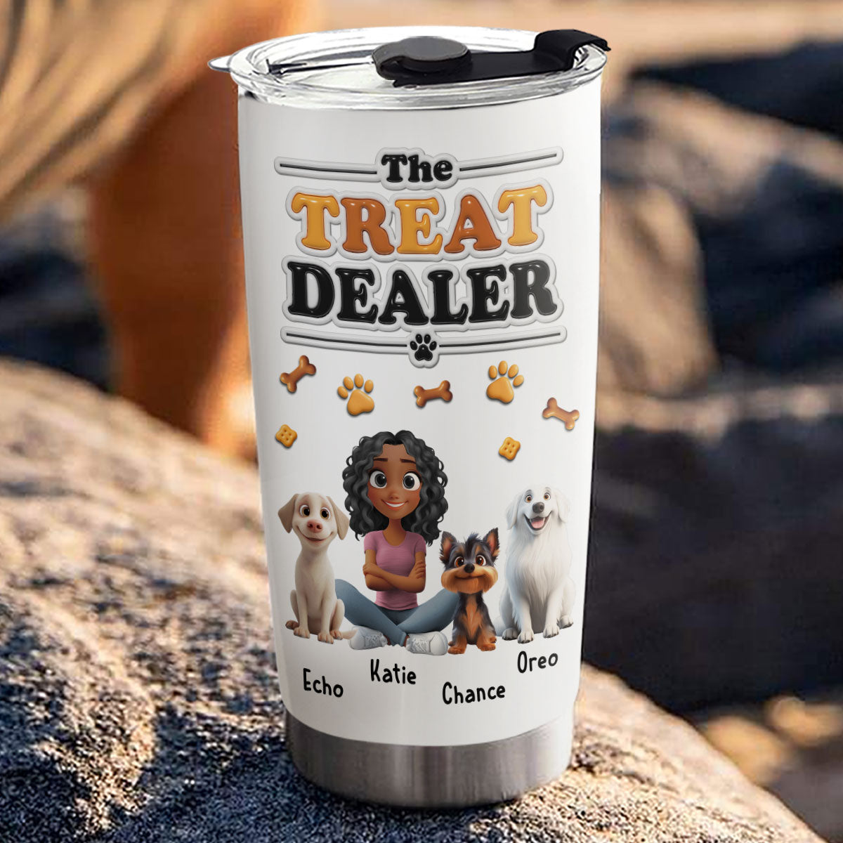 Custom Christmas Birthday Gifts For Dog Mom, Dog Lovers • Give Me Treat - Personalized 3D Effect Tumbler