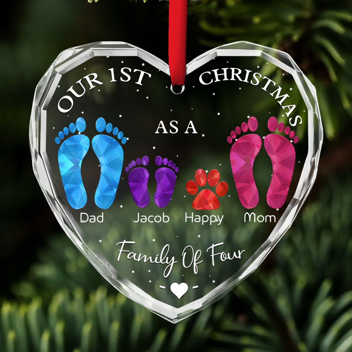 First Christmas As A Family - Personalized Glass Ornament