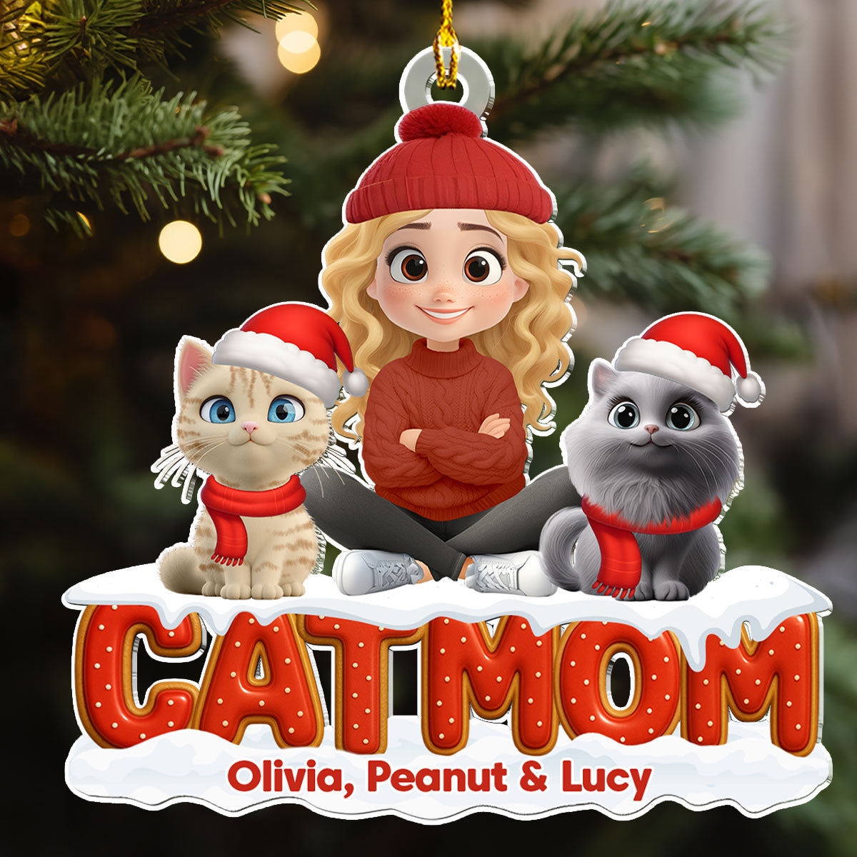 Custom Christmas Decor Home Birthday Gifts For Cat Lovers • Our Unbroken Bond Cat Ver - Personalized 3D Effect Acrylic Ornament