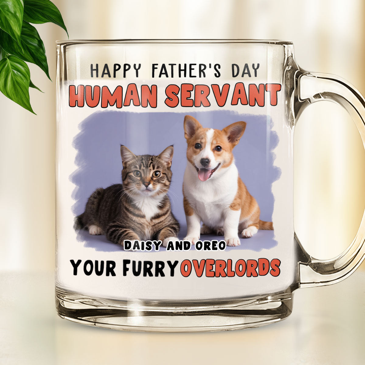 Custom Photo Father's day Birthday Gifts For Dog Dad, Dog Lovers • Your Furry Overlords Pet Ver Photo - Personalized Glass Mug