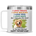 Custom Photo Father's day Birthday Gifts For Dog Dad, Dog Lovers • Love You The Most Version 2 Photo - Personalized 14oz Stainless Steel Tumbler With Handle