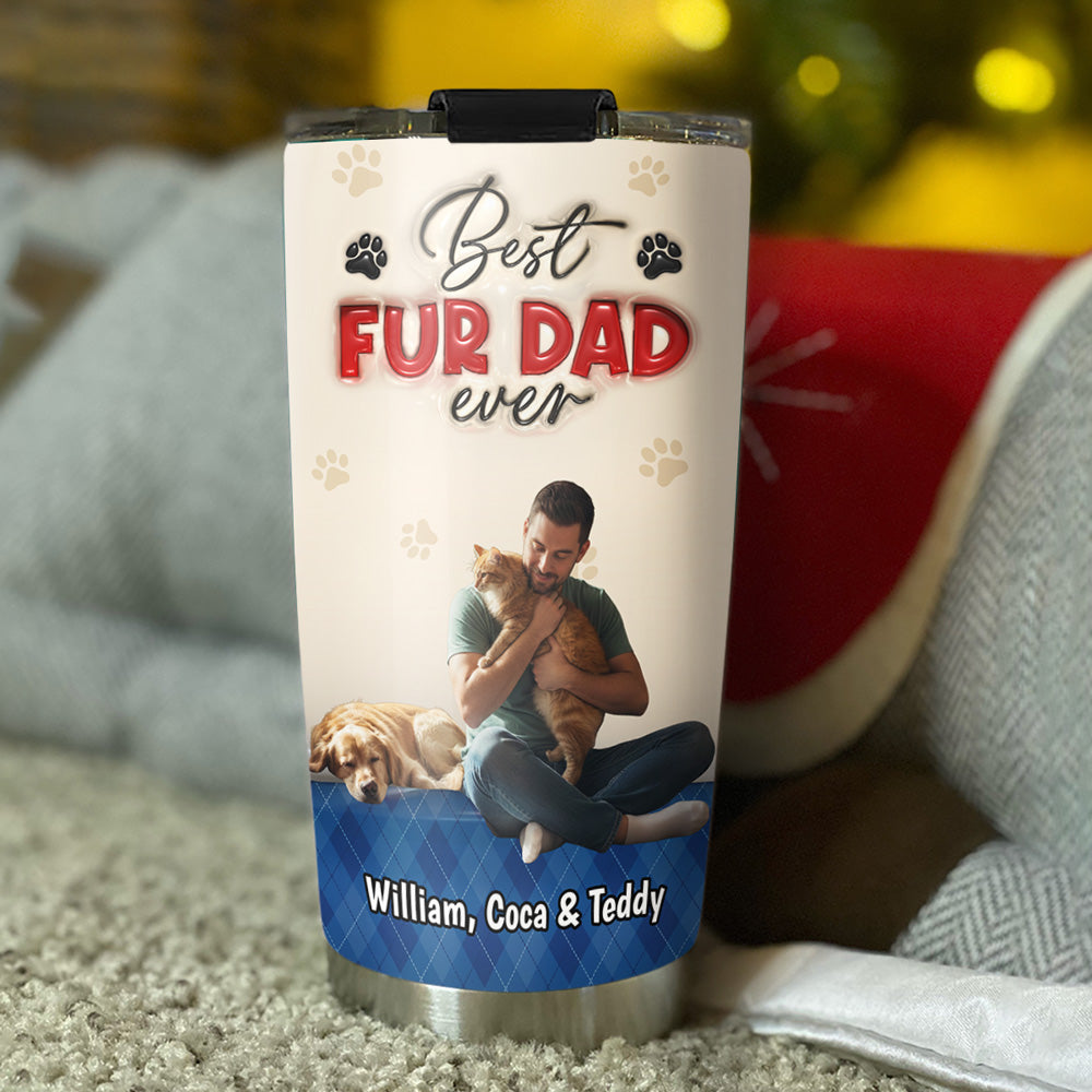Best Handsome Fur Dad This Year Photo - Personalized 3D Inflated Effect Tumbler
