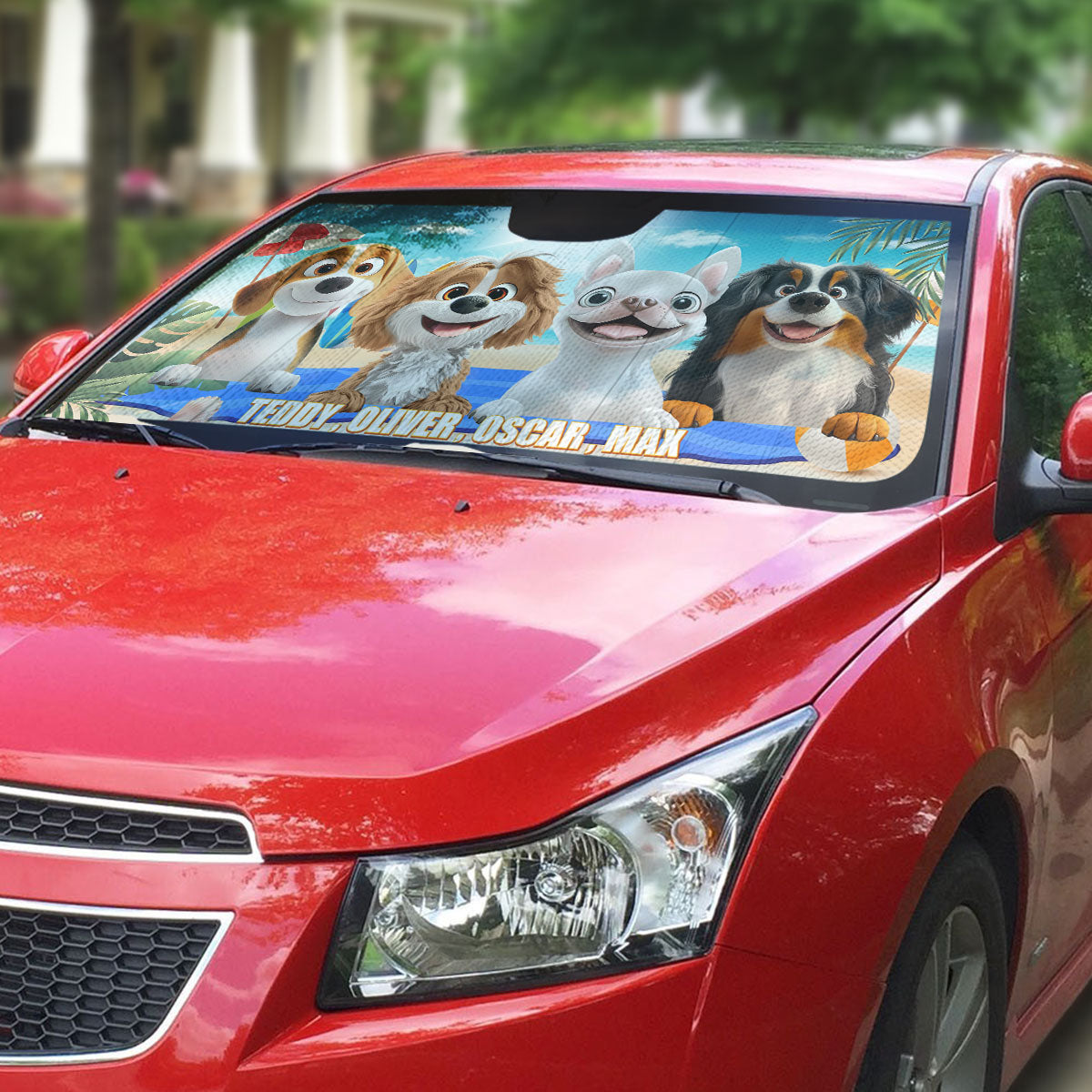 Custom Christmas Birthday Gifts Car Accessories for Dog Parents • Dog And Beach - Personalized Car Sunshade