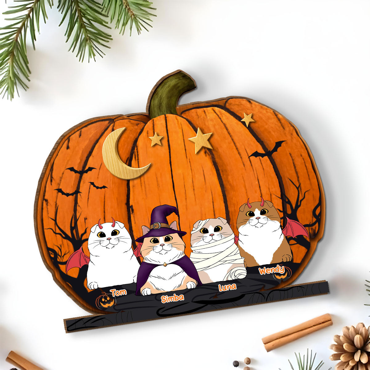 We Like Pumpkins - Personalized 2-Layer Wood Plaque With Flat Base