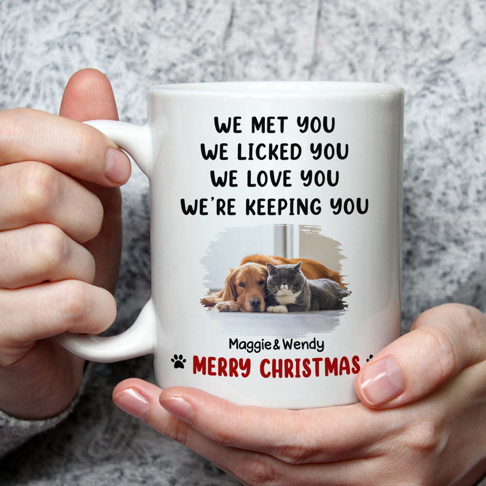 Custom Photo Christmas Birthday Gifts For Pet Lovers • We Licked And Love You Ver Pet Christmas Photo - Personalized Coffee Mug